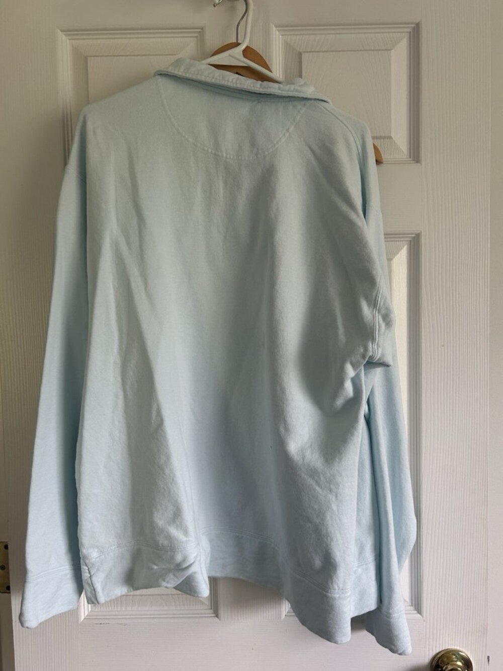 Sail boat Quilt Patchwork , Upcycled Vintage Sweatshirt, Light Blue Size L - Picture 4 of 4